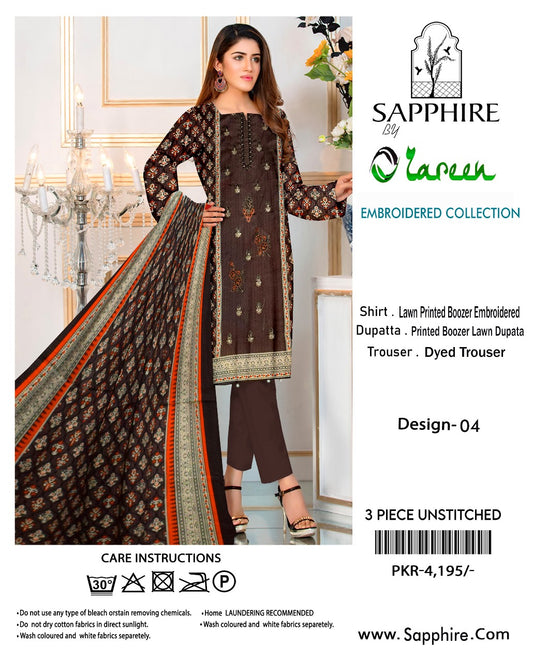 Printed Lawn Boozer Embroidered S0001